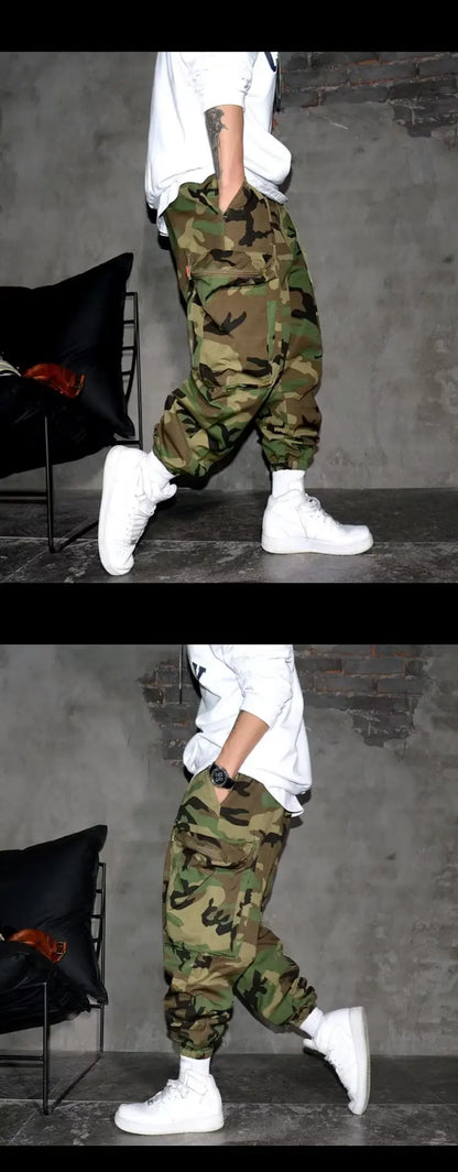Cargo Pants For Men  2024 Korean style Casual Tightened Nine-point Pants Men's Trendy Multiple pockets Harem Pants