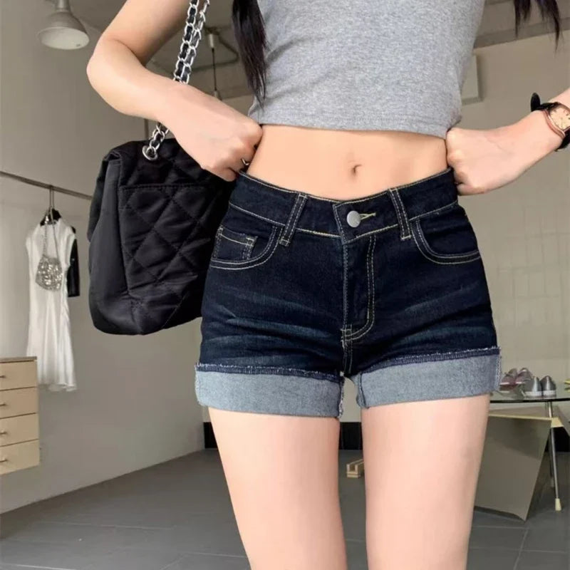 Spring Summer Slim Casual Denim Shorts Women Skinny Jeans Short Pants Fashion High Elastic Blue Hot Shorts Girls Denim Shorts