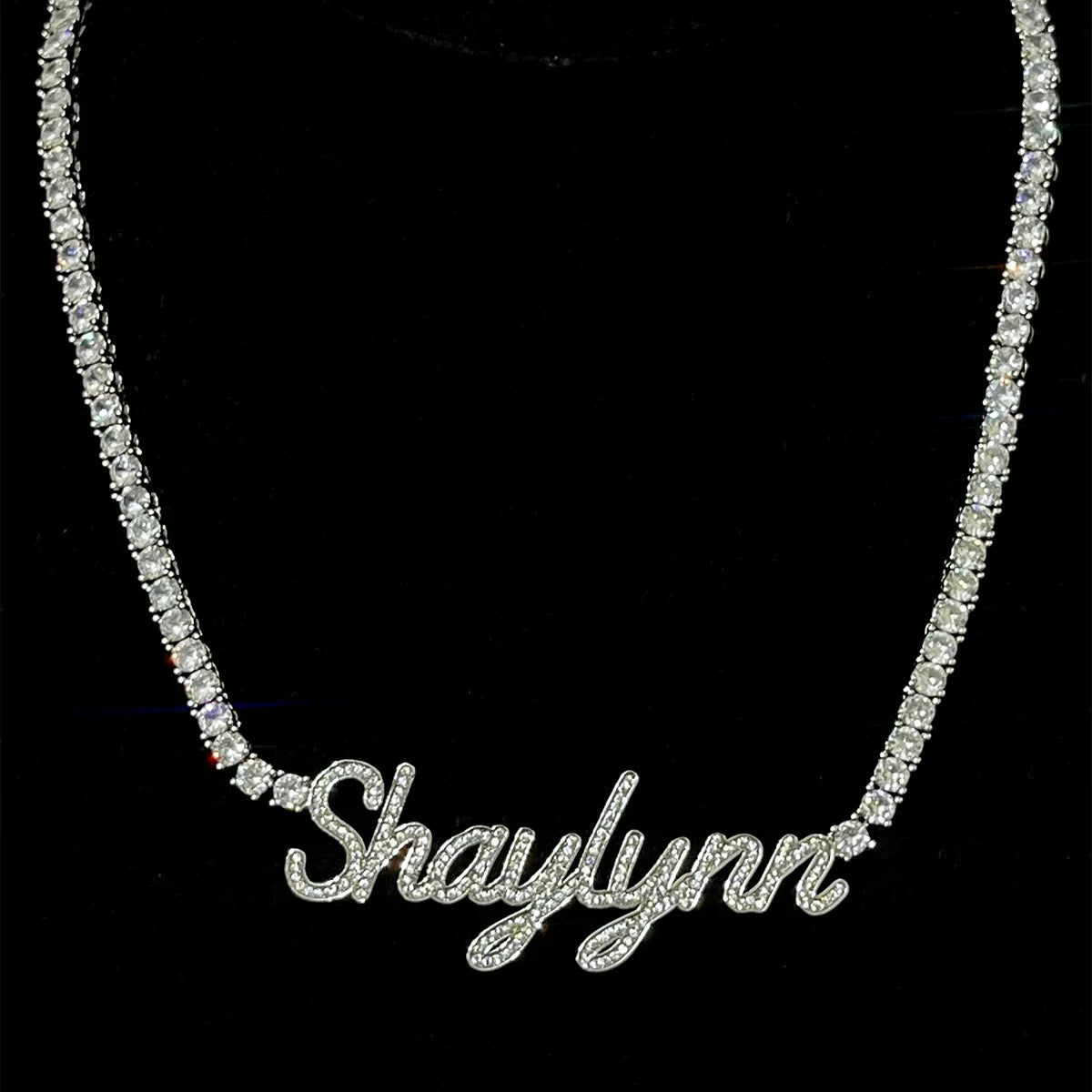 Custom Cursive Letter Pendant Customized Name Necklace for Women Iced Out CZ Zircon Rock Street Hip Hop Jewelry