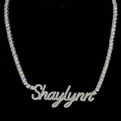 Custom Cursive Letter Pendant Customized Name Necklace for Women Iced Out CZ Zircon Rock Street Hip Hop Jewelry