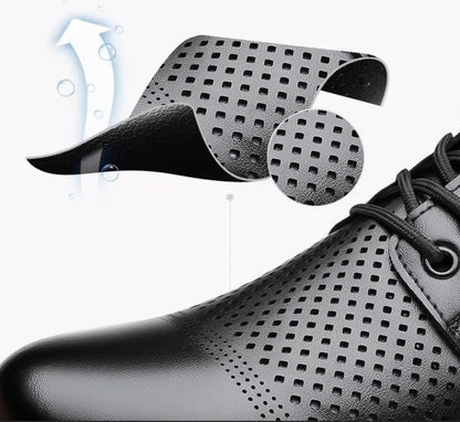 Men's Soft Leather Sandals Business British Style Perforated Breathable Non-Slip Suit Wedding Dress Shoes Summer