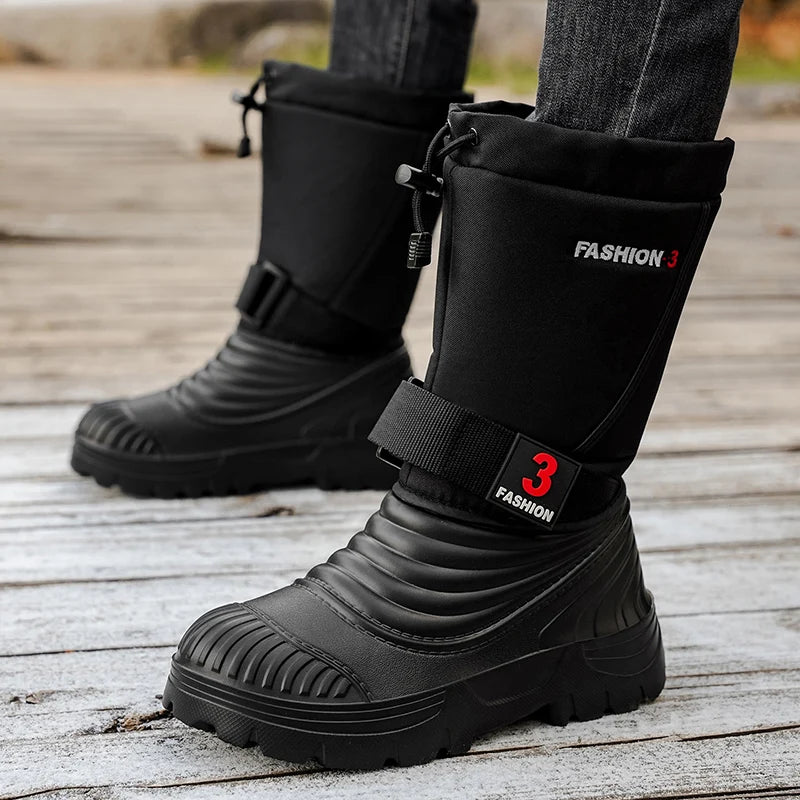 Men's New Snow Boots for Autumn and Winter, Fleece-Lined and Thickened, Cold-Proof, Outdoor Warm, Waterproof, Anti-Skiing, Hiking Boots