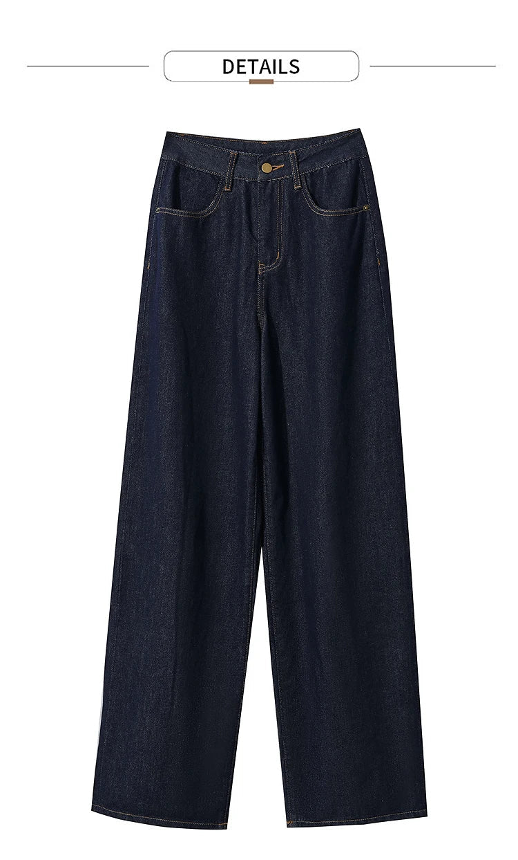 Minimalist Women Casual Jeans 2025 Autumn Korean Style Embroidery Loose Denim Wide Leg Pants Luxury Jeans Trousers 12543142