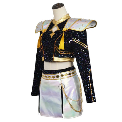 Hot Selling Korean Style Woman Suit Halloween Cosplay Hot Woman Show Costume Black Shiny Suit Halloween Birthday Party Costume