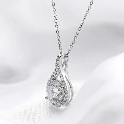 1-5ct Real Moissanite Necklace for Women Sparkling S925 Sterling Silver Jewelry Water Drop Pendant Girls Birthday Gift