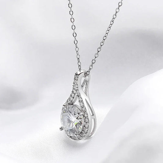 1-5ct Real Moissanite Necklace for Women Sparkling S925 Sterling Silver Jewelry Water Drop Pendant Girls Birthday Gift