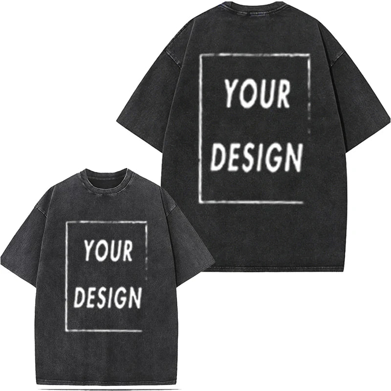 Men's and Women's Cotton Washed T-Shirt Custom Printed T-Shirt 230G Top DIY Your Favorite Pattern or Logo Fashionable Custom Top