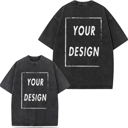 Men's and Women's Cotton Washed T-Shirt Custom Printed T-Shirt 230G Top DIY Your Favorite Pattern or Logo Fashionable Custom Top