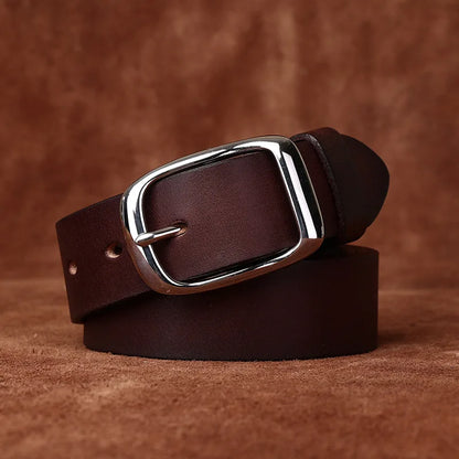 3.3CM Pure Cowhide High Quality Genuine Leather Belts for Men Brand Strap Male Stainless Steel Buckle Business Jeans Cowboy