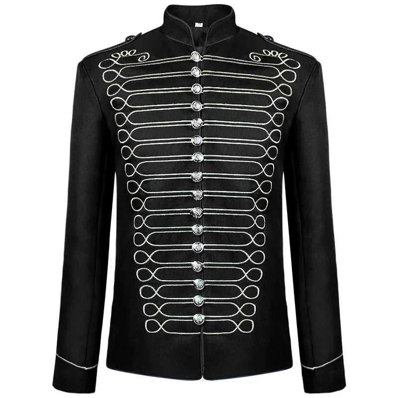 2025 New Black-gold/Silver Halloween Blazer Jacket for Men and Women,medieval Court Dress, Vintage Gothic Steam Drummer Costume