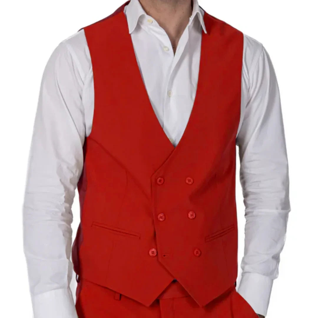 Men Vest Brown Double Button Solid Color Waistcoat For Wedding Banquet Birthday Business Casual Work Set Men Suit Vest