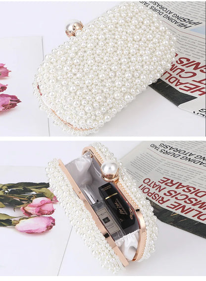 Luxury Wedding Evening Dress Bag Chain Shoulder Bag Women's Pearl Wallet Women's Party Handbag Fashion Designer Brand Purse