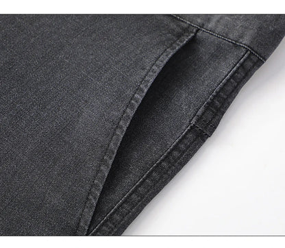 Fabric 2026  Spring Summer Men's Black Thin Straight Jeans Classic Style Business Fashion Stretch Loose Jeans Male Brand