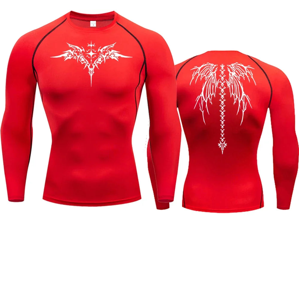Men's Compression Shirt Anime Print Gym Sport Quick Dry Gym TShirts Fitness Athletic Undershirts Elasticity Tops Tee Summer Male