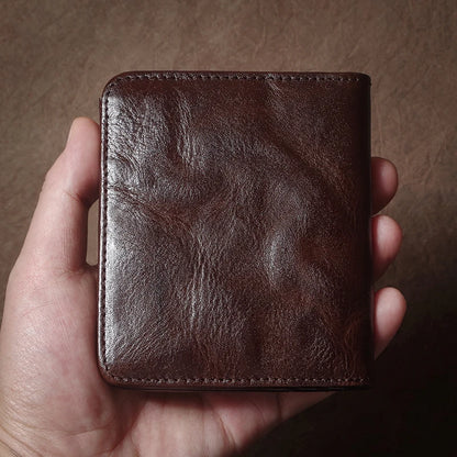 Genuine Leather Wallet High Quality Multi-Card Slots Ultra Slim Lightweight Credit Card Holder Men Women Bifold Money Clip
