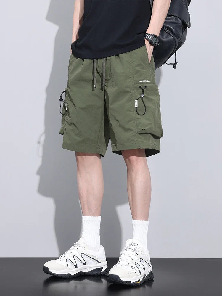 2024 Summer Thin Shorts for Men Cargo Pants Side Pockets Baggy Joggers Bermuda Knee Basketball Short Pant Male M-4XL