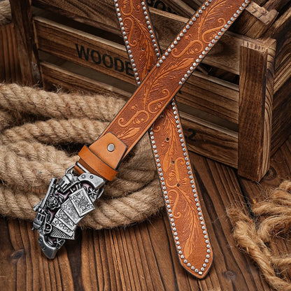 A Men's and Women's Casual Retro Belt Western Style! PU Leather Belt with Metal Buckle, Suitable for Daily Work Wear
