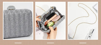 Weave Straw Evening Clutch Bags for Women Summer Party Fashion Shoulder Bags Luxury Purse Hadbags Wedding Bridal Clutches Sac