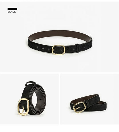 Belt Women Split Leather Trend Elliptical Pin Buckle Accessories All-Match Jeans Waistband Ladies Handmade 91119