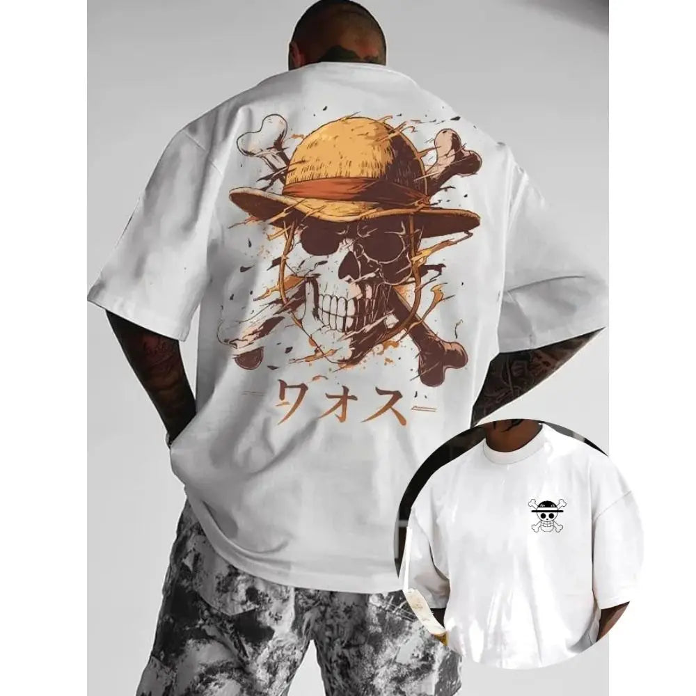 2026 New One Piece Luffy Printed T-Shirt Men's Summer Anime Fitness Pure Cotton T-Shirt Men's and Women's Casual Top Y2K