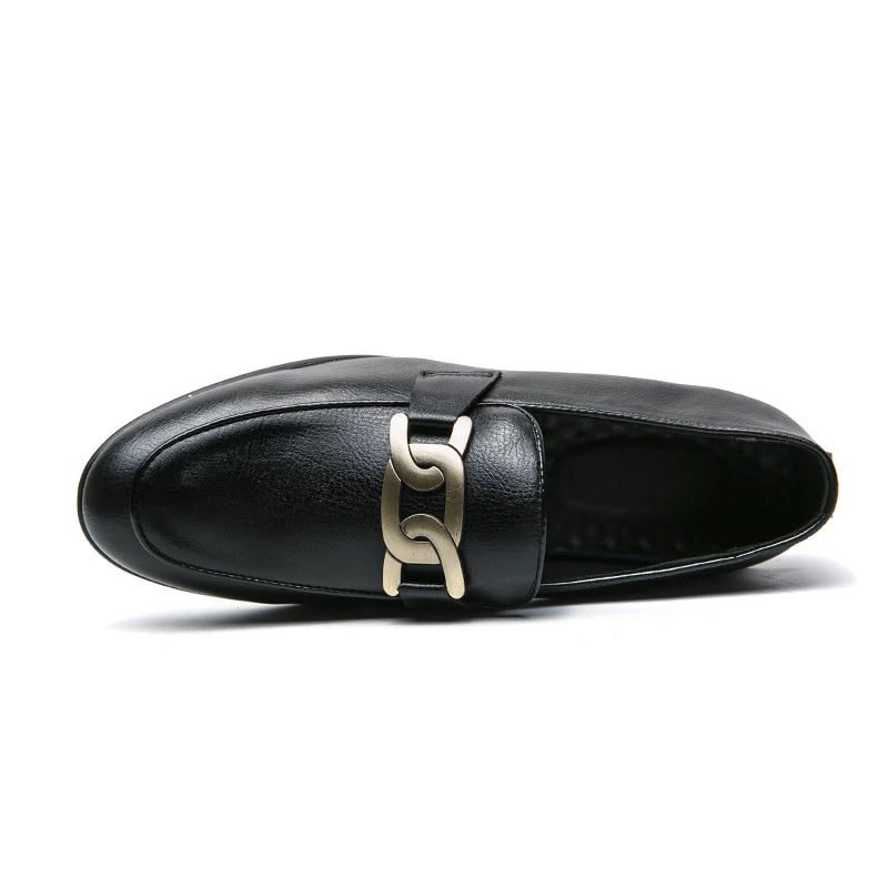 Italian Fashion Leather Shoes Moccasins For Men Casual Man Shoe Business Male Formal Pointed Fashion Wedding Black Skin