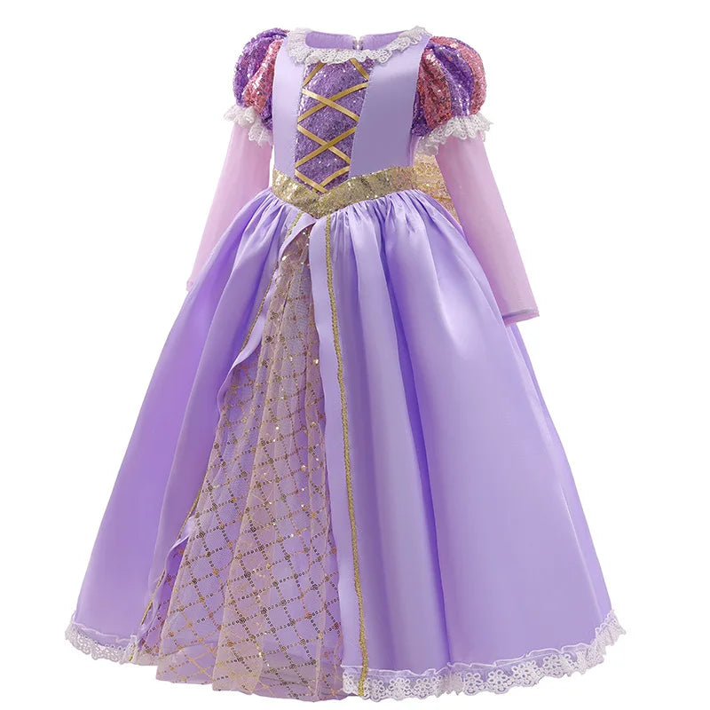 Kids Rapunzel Disney Dress for Princess Girl Tangled Cosplay Costume Halloween Christmas Carnival Birthday Party Fancy Clothes
