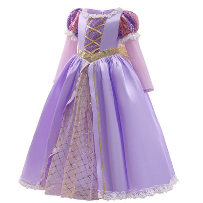Kids Rapunzel Disney Dress for Princess Girl Tangled Cosplay Costume Halloween Christmas Carnival Birthday Party Fancy Clothes
