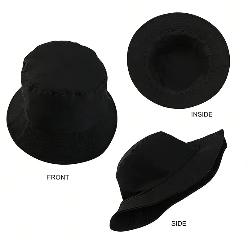 Spring Summer Unisex Solid Color Fisherman Cap Foldable Bucket Hat Outdoor Sunscreen Hat Caps Fashionable Double-sided Basin Hat