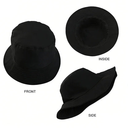 Spring Summer Unisex Solid Color Fisherman Cap Foldable Bucket Hat Outdoor Sunscreen Hat Caps Fashionable Double-sided Basin Hat