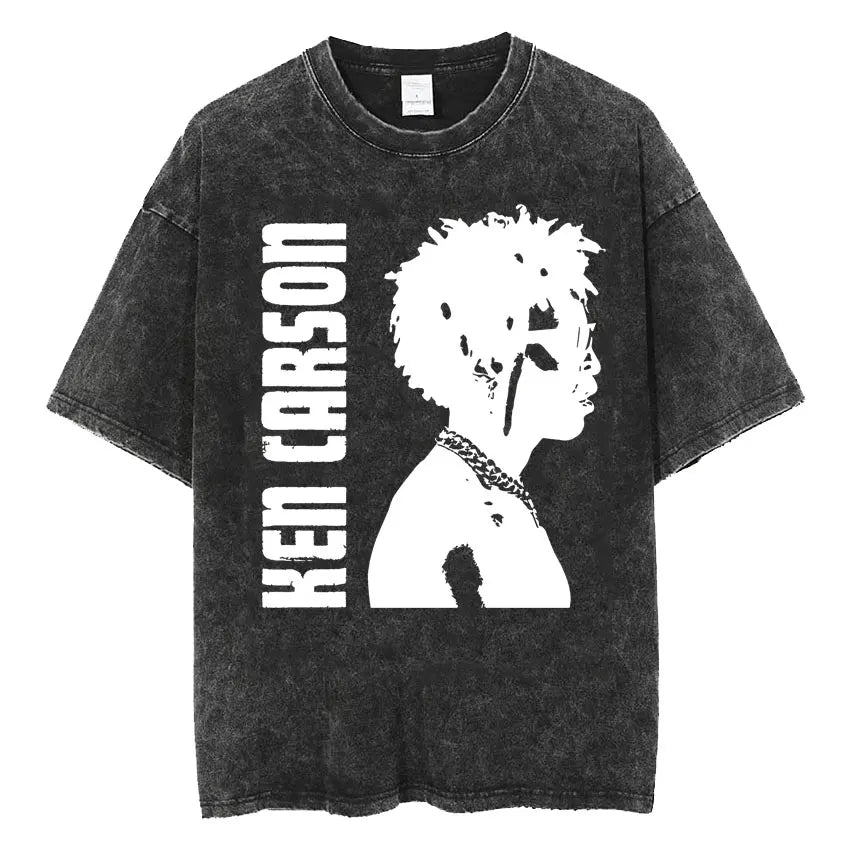 Retro Washed Playboi Carti I AM MUSIC Logo T Shirt Opium Ken Carson Narcissist Tour Antagonist Rap T-shirts Men's Oversized Tees