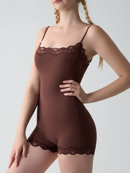 Lace Bodysuit for Women -Adjustable Straps Slim Fit Backless Jumpsuit, Breathable Lifting Seamless Underwear Sexy Lingerie