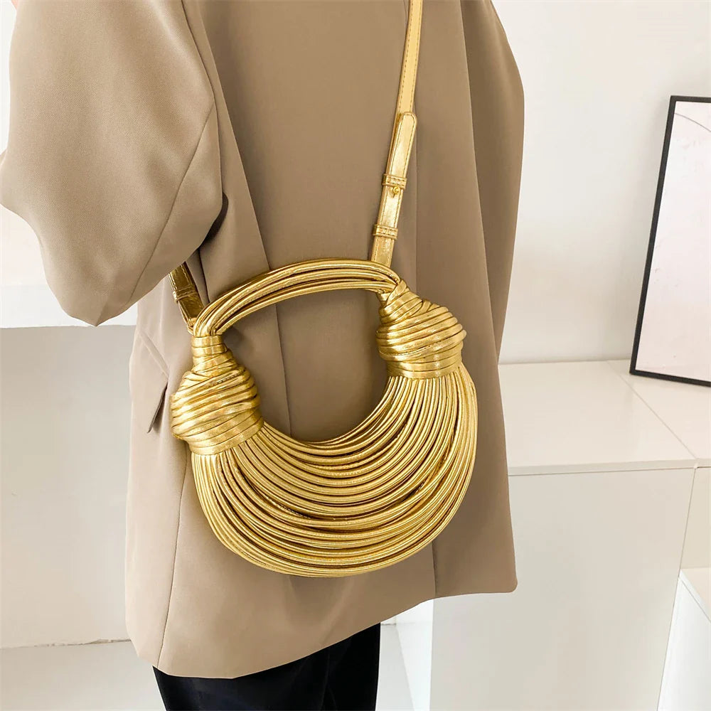MOODS Luxury Evening Purses For Women Golden Noodle Knot Design Dinner Party Clutch Bag 2023 Luxury Designer Purses And Handbags