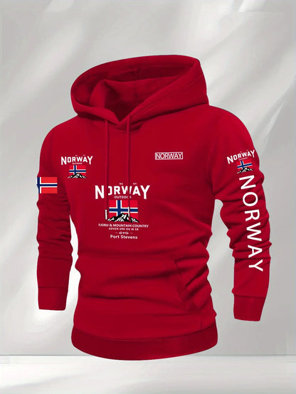 Norway Autumn winter models Men's Fleece windproof Warm 100%Cotton Oversized Hoodie Outdoor Commuter Men's High Elastic top