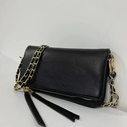 Luxury Design Bag for Women Fashionable Black Leather Ladies Crossbody Bag 2026 New Style Retro Single Shoulder Envelope Bag