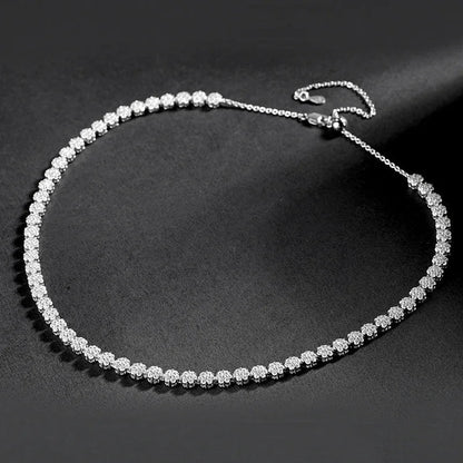 Flower Full 1.5mm D Color Moissanite Diamond Tennis Bracelet for Women 925 Silver GRA Certified Bridal Wedding Bangle Gift
