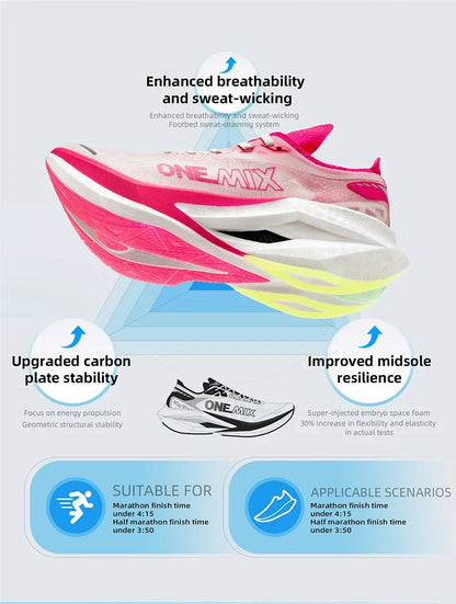 Professional Marathon Racing Running Training Shoes Men Full-length Shock Absorption Sports Carbon Plate Walking Sneakers