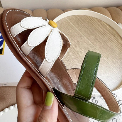 New Summer Children‘s Flat Sandals Floral Decor Girls Princess Shoes School Non-slip Soft Kids Dress Sandals for Beach Outdoor