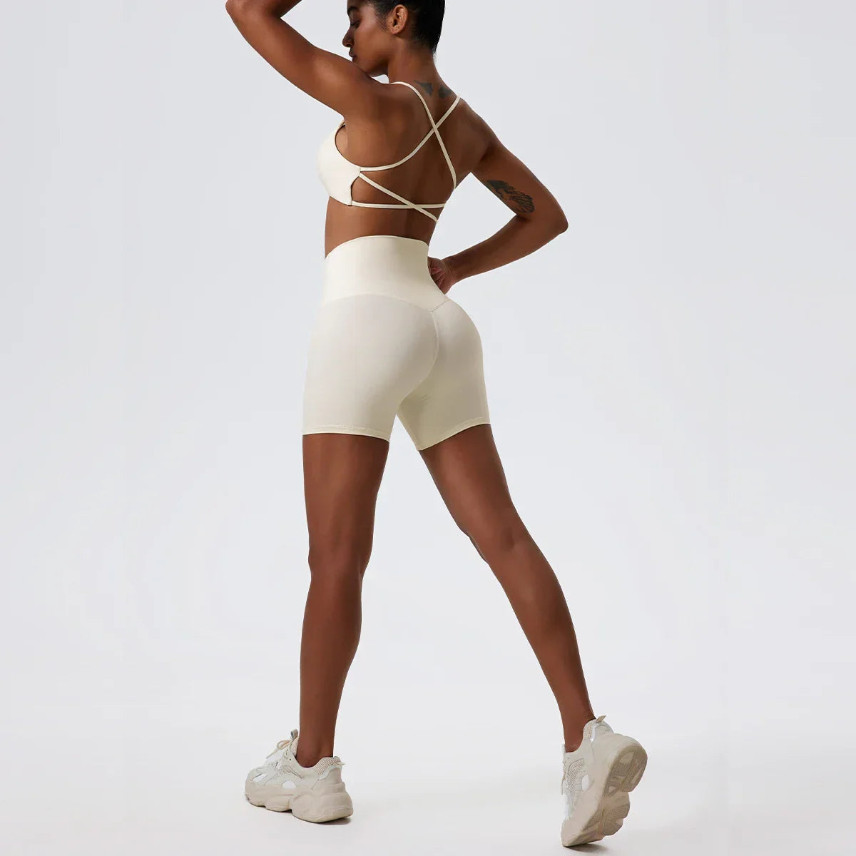Two Pieces Yoga Set Women Gym Shorts Sports Suit Female Soften Skin-Friendly Activewear Beauty Back Women Sportswear