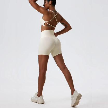 Two Pieces Yoga Set Women Gym Shorts Sports Suit Female Soften Skin-Friendly Activewear Beauty Back Women Sportswear