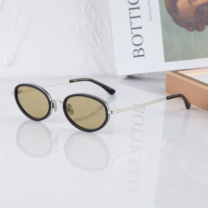 Reign Oval Desgier Women's Sunglasses Alloy Acetate Small Face Fashion Street UV400 High Quality Ultralight Eyeglasses with Case