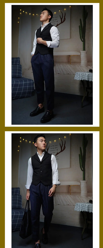 Gurkha men's vintage denim denim pants Europe and the United States Slim Western pants Tibetan nine-minute pants