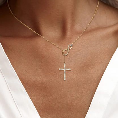 Round Moissanite Y-shape Lariat Cross Heart Infinite Pendant Necklace Chain for Women 925 Sterling Silver Jewelry Gifts