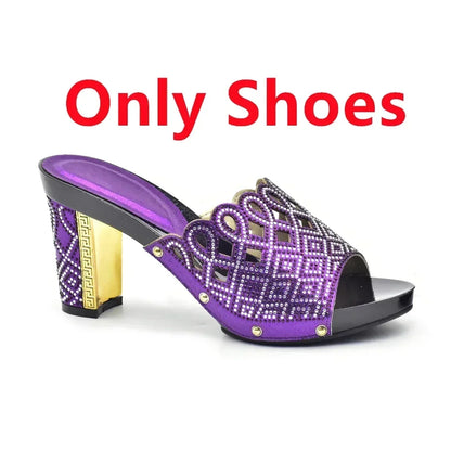 Italian Ladies Shoes and Bags To Match Set Decorated with Rhinestone Plus Size Shoes Women Heel Women Shoes and Bag Set In Italy