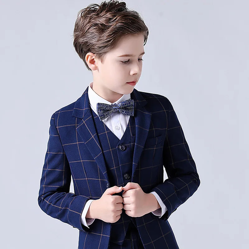 Top Quality Big Boys Suit For Wedding Teenager Kids Formal Tuxedo Dress Children Photograph Blazer Party Performance Costume