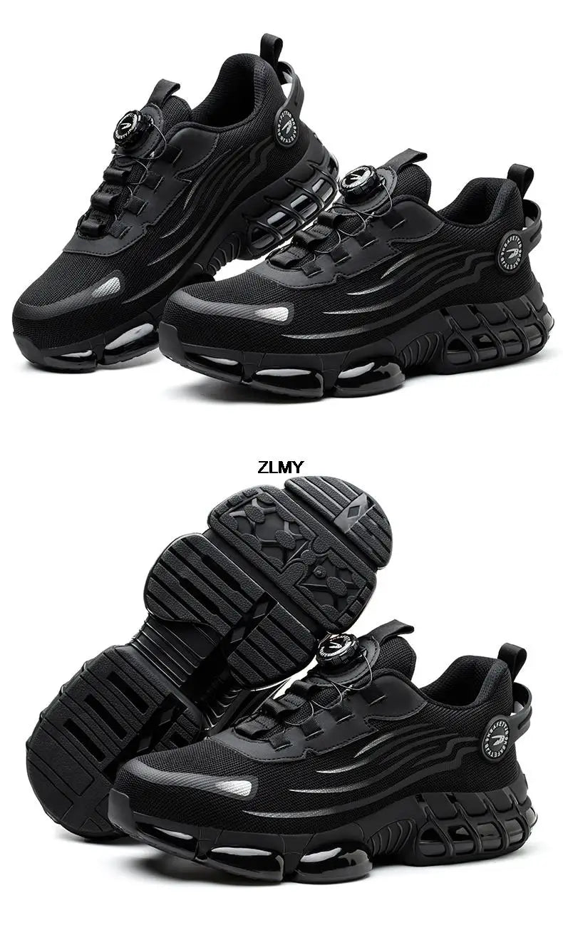 Rotary Button Safety Shoes Men Steel Toe Sneakers Puncture Proof Work Safety Boots Air Cushion Sport Work Shoes Anti-smash Boots