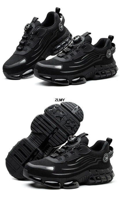 Rotary Button Safety Shoes Men Steel Toe Sneakers Puncture Proof Work Safety Boots Air Cushion Sport Work Shoes Anti-smash Boots