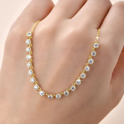 Sparkling 3MM Moissanite Bubble-Style Necklace 14K Gold Filled Choker Necklace for Women Wedding Jewelry Accessories