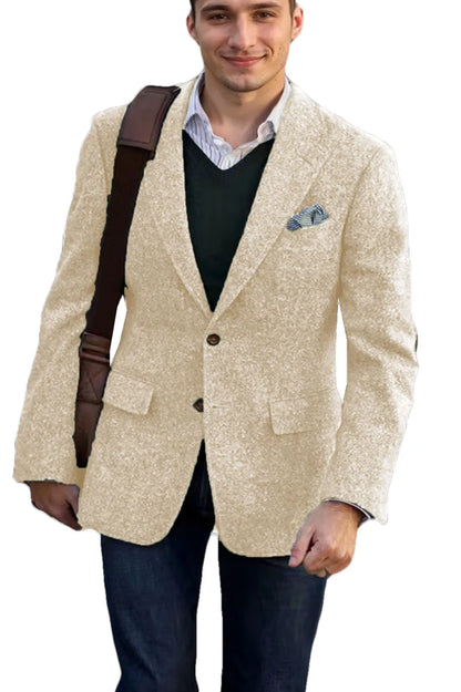 Vintage Winter Tweed Suits Brown Tweed Men Suits With Patch Design Costume Homme Smart Business Formal Wedding Suits 1 Pieces