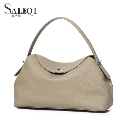 Genuine Grade Cow Leather Fashion Women's Black Handbag Luxury Deisgner Cowhide Shoulder Crossbody Female Bag Beige Coffe Brown