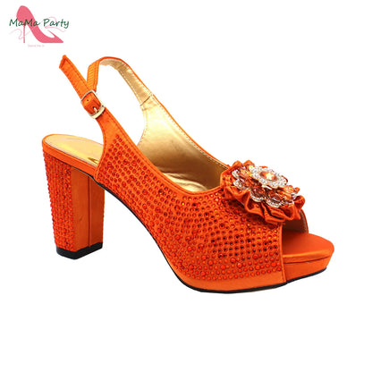 African Mature Women Shoes and Bag to Match in Teal Color Comfortable Heels with Platform for Garden Party
